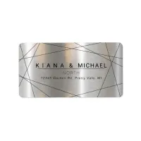 Metallic Geometric Wedding Silver/Black ID648 Label