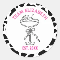 Team Bride Cow Print Nash Bash Bachelorette Classic Round Sticker