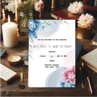 Blue Flower Wedding Invitation