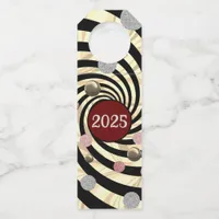 Happy New Year, spirals and bubbles  Bottle Hanger Tag