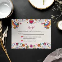 Mexican Fiesta Colorful Flowers Botanical Wedding RSVP Card