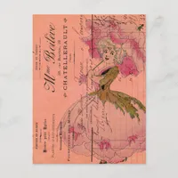 Vintage Pink Flower Fairy Postcard