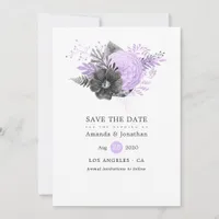 Lilac and Charcoal Floral Wedding Save The Date