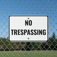 Standard Black White No Trespassing Outdoor Metal Sign