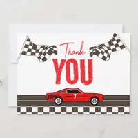 Fast One Race Car Boy 1st Birthday Party Thank You Card