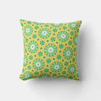 Green and Yellow Star Abstract Throw Pillow