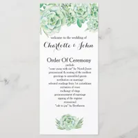 watercolor succulent wedding programs