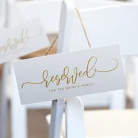 Wedding Reserved Sign Bouncy Script Flat Gold Invitation