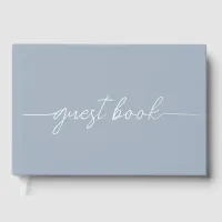 Elegant Modern Dusty Blue Wedding Foil Guest Book