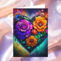 Beautiful Flower Filled Heart Valentine's Day Card