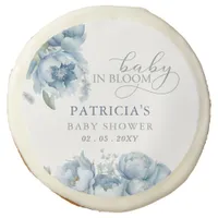 Baby in Bloom Blue Floral Boy Baby Shower Sugar Cookie