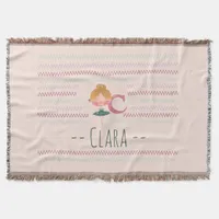 Blush Pink Ballerina Monogram C Name Throw Blanket