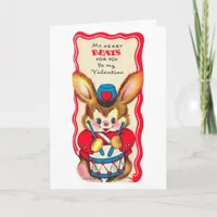 Vintage Valentine Rabbit Drummer Holiday Card