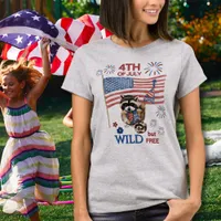 Wild but Free" Raccoon Mom & Baby 4th of July T-Shirt