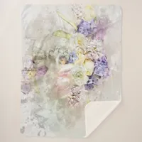 *~* Pastel Flowers AR26 Classic Modern Romantic Sherpa Blanket