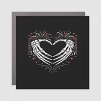 Skeleton Hand Heart 4th Of Usa Patriotic American Car Magnet