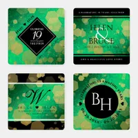 Elegant 19th Jade Wedding Anniversary Celebration Coaster Set