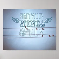 Birds on a wire, fly poster