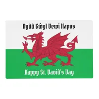 Happy St. David's Day Red Dragon Welsh Flag Placemat