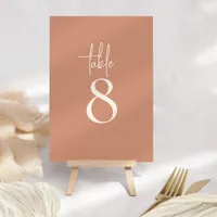 Rustic Script Terracotta Boho wedding Table Number