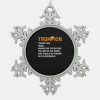 Trumpkin Funny Anti Pumpkin Snowflake Pewter Christmas Ornament