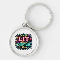 Let's Get Lit -  Funny Christmas Pun Graphic Holid Keychain