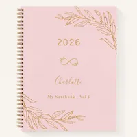 Pink gold botanical foliage elegant notebook