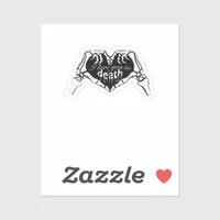 To Death Skeleton Hand Heart Classic Design Sticker