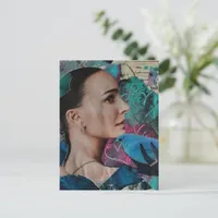 Gorgeous Woman with a Blue Bird Surreal Collage Postcard