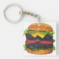 Double Deluxe Hamburger with Cheese Keychain