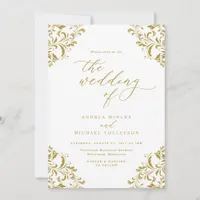 Elegant Vintage Gold Wedding Invitation