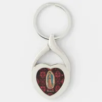 Our Lady of Guadalupe Mexico Catholic Heart Shaped Keychain