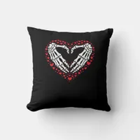 Skeleton Hand Heart Valentines Day Funny Couple Throw Pillow