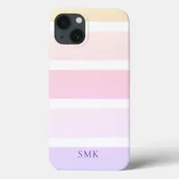 Modern Pastel Rainbow Stripes Monogram iPhone 13 Case