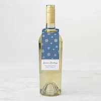 Elegant Silver Blue Snowflakes Corporate Holiday Bottle Hanger Tag