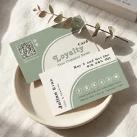 Modern Chic Retro Groovy Sage Green Loyalty Card