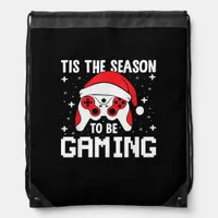 Tis The Season To Gaming Christmas Gamer Heartbeat Drawstring Bag
