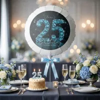 Elegant Glam Teal Blue Diamond 25th Birthday Balloon