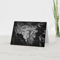 Happy Halloween Doll Head in Black and White Card