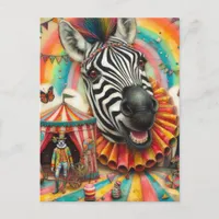 Clown Circus Zebra Postcard