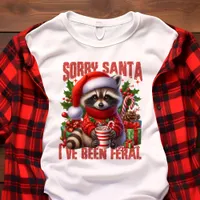 Sorry Santa I've Been Feral Cute Raccoon Christmas Tri-Blend Shirt