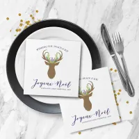 Boho French Christmas Reindeer Joy Noel Typography Napkins