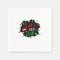 Let's Get Lit Christmas Drinking Lights Santa Esse Napkins