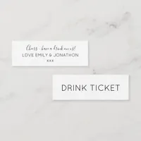 Simple Wedding Reception Black White Drinks Ticket