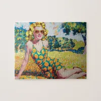 Blond Woman in an Orange Grove Jigsaw Puzzle