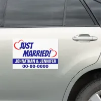 12" X 18" Just Married Blue Personalized Car Magnet