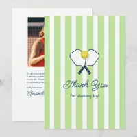 Preppy Pickleball Birthday Photo Thank You Card