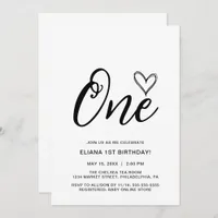 Modern Minimal Boho 1st Birthday Invitation