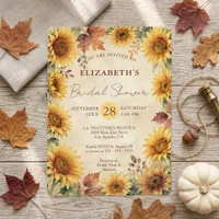 Rustic Watercolor Sunflower Autumn Bridal Shower Invitation