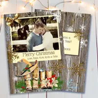 Country and Western Cowboy Boots Christmas Card